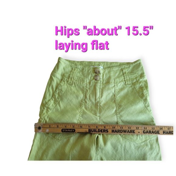 Linen Lightweight Lemon Lime Summer Trousers Anthropologie size 0 EUC - Picture 15 of 16